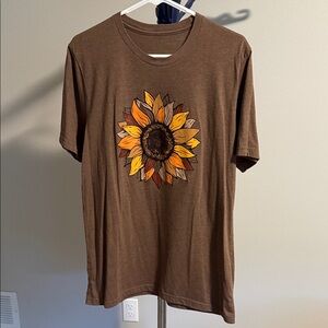 Brown Sunflower Graphic T-Shirt